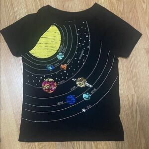 Cat & Jack Black Solar System Sequin Kids Tee